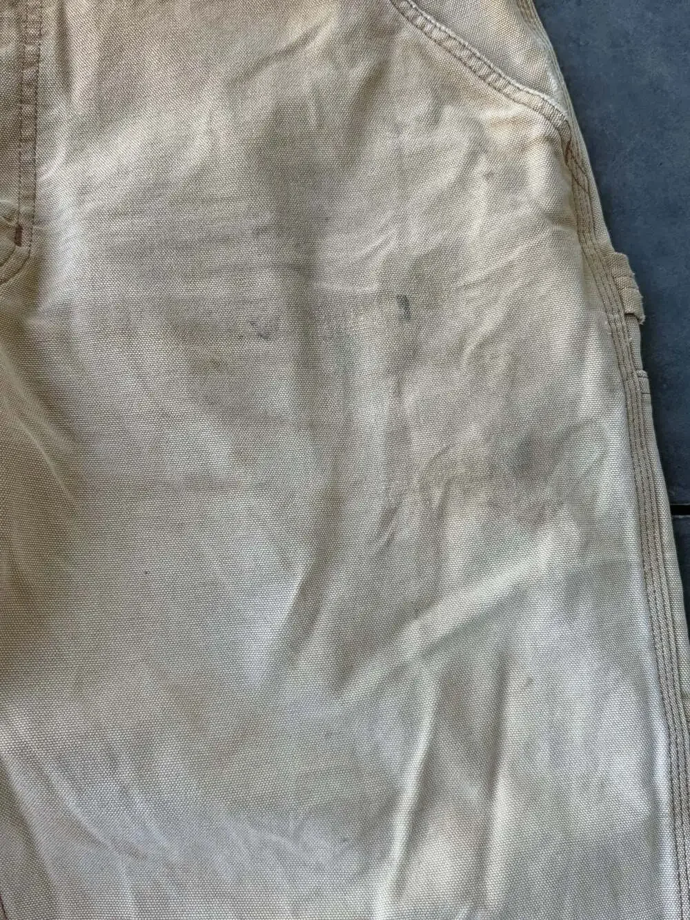 Carhartt Vintage Distressed Tan Canvas Work Pants Carpenter Dungarees Size 36x30